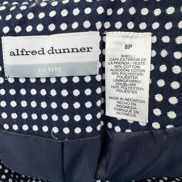 Alfred Dunner Jacket SZ 8P Navy Blue White Polka Dot Short Sleeve 2-Button Lined - Picture 7 of 8